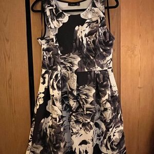 Apt. 9 Black and White Pleated A-Line Mini Dress